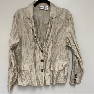 Chico’s Crushed Silk Blend Satin Jacket Size 3